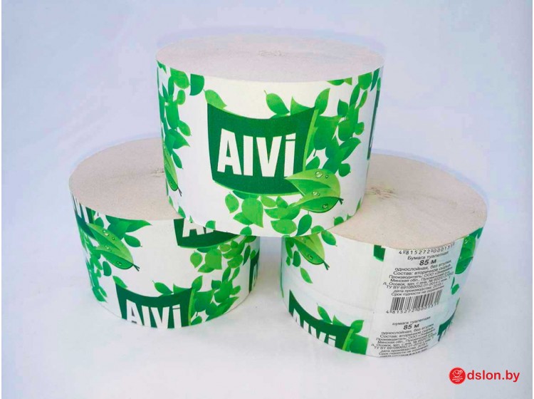 Бумага туалетная "AIVi" однослойная из макулатуры без втулки 85м (24 рул/упак) - без оптовой надбавки